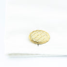 WAVY CREAM ENAMEL 18ct YELLOW GOLD CUFFLINKS - cuff
