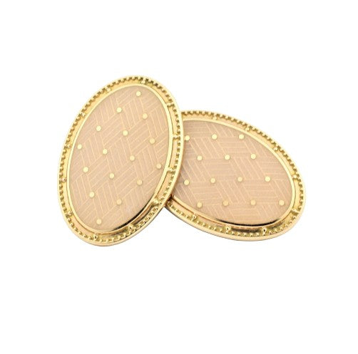 basket weave blush enamel 18ct rose gold cufflinks - main