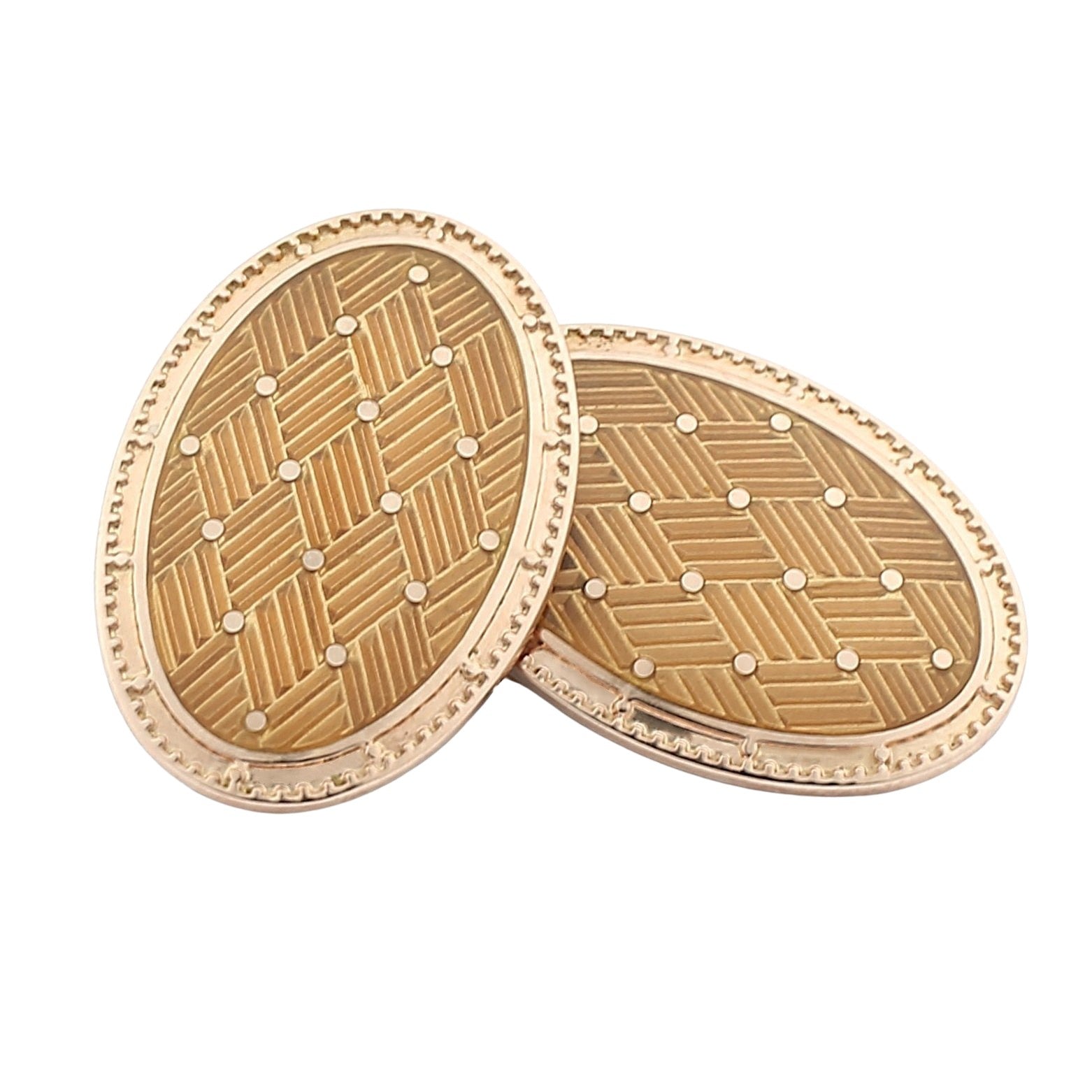 basket weave pale cognac enamel 18ct rose gold cufflinks - main