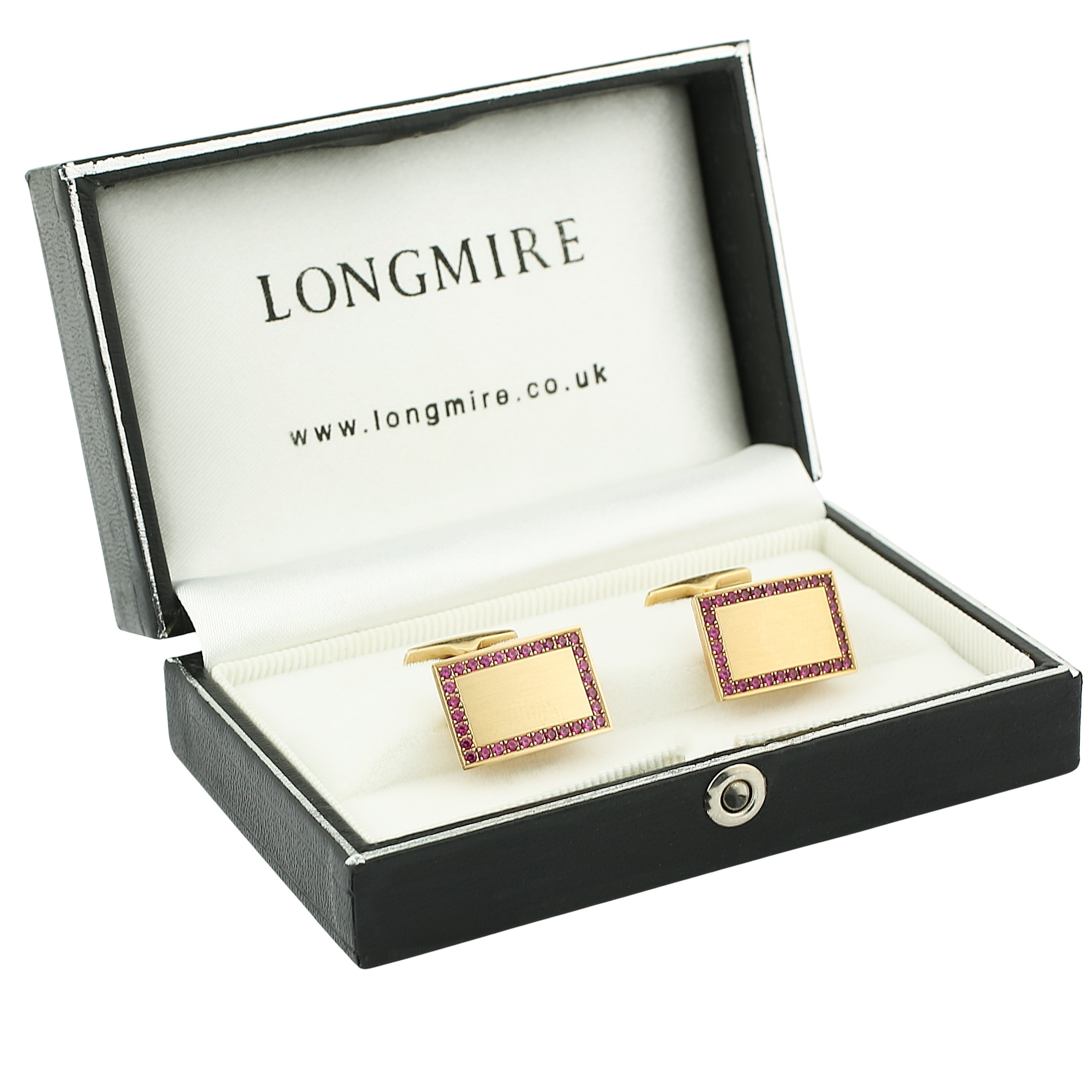 RUBY oblong OVAL 18ct ROSE GOLD CUFFLINKS - boxed