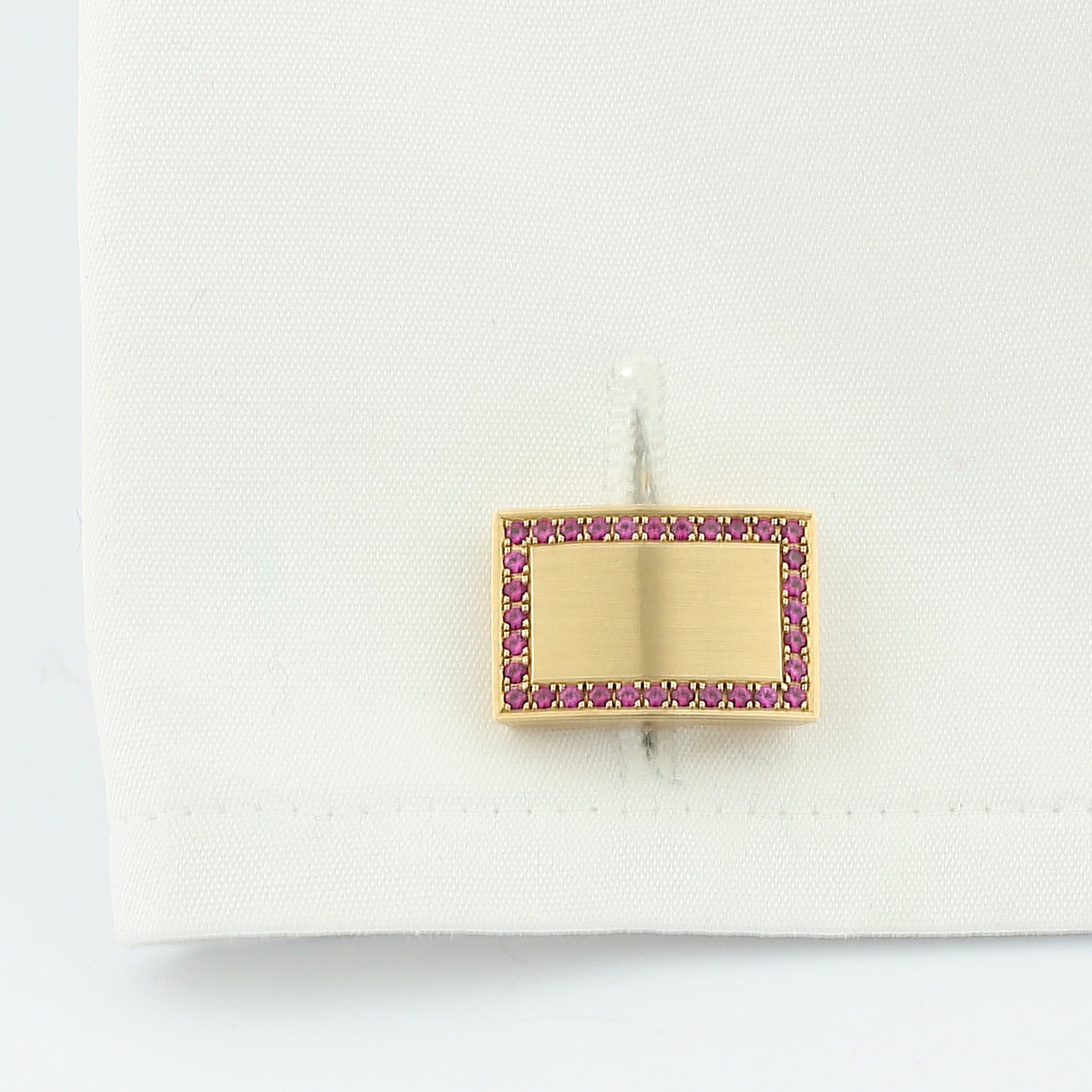 RUBY oblong OVAL 18ct ROSE GOLD CUFFLINKS - cuff