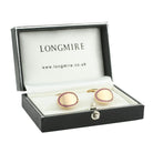 RUBY CURVED OVAL 18ct ROSE GOLD CUFFLINKS - boxed