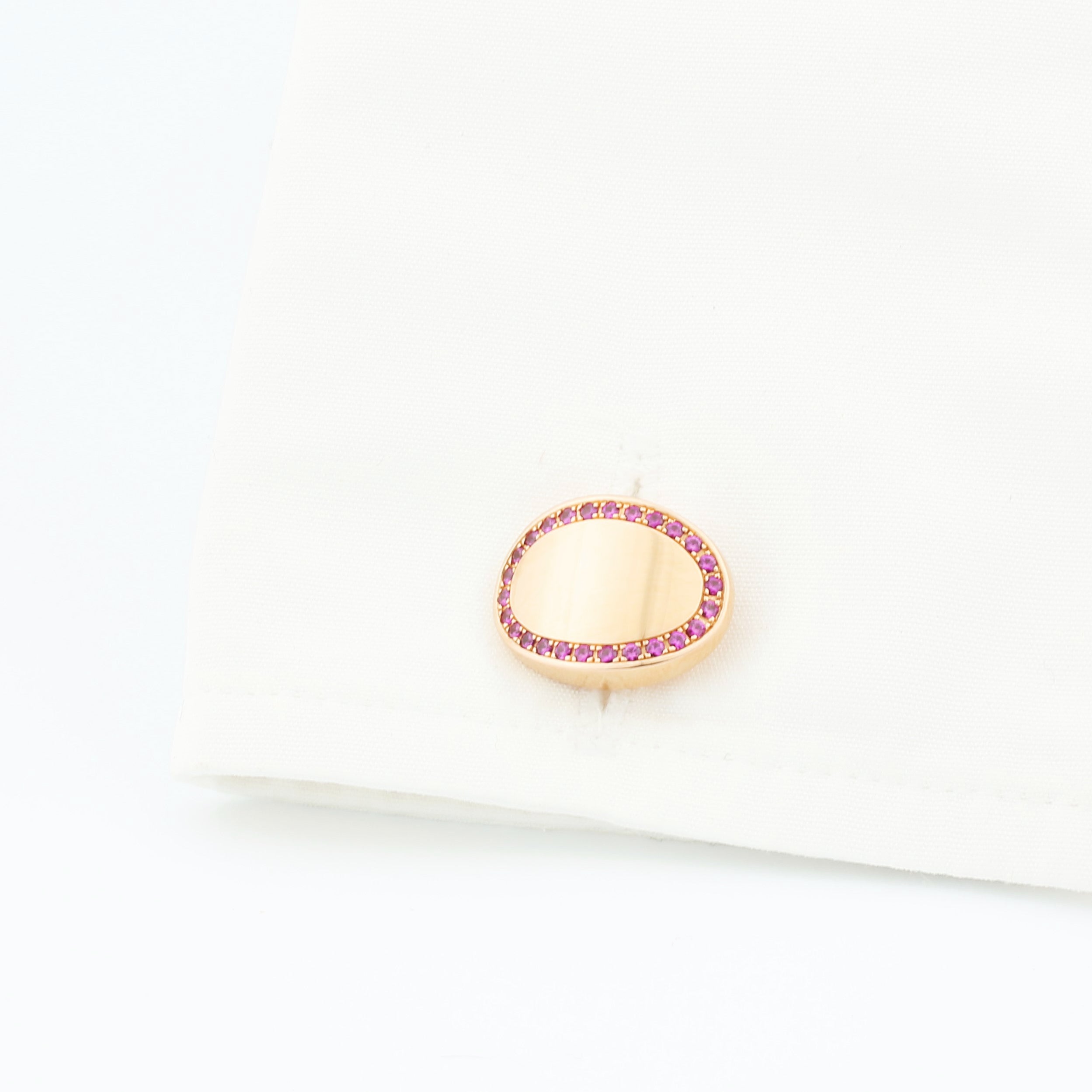 Ruby curved oval cufflinks 18k rose gold - cuff