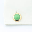 circular jade cabochon 18ct yellow gold cufflinks - cuff