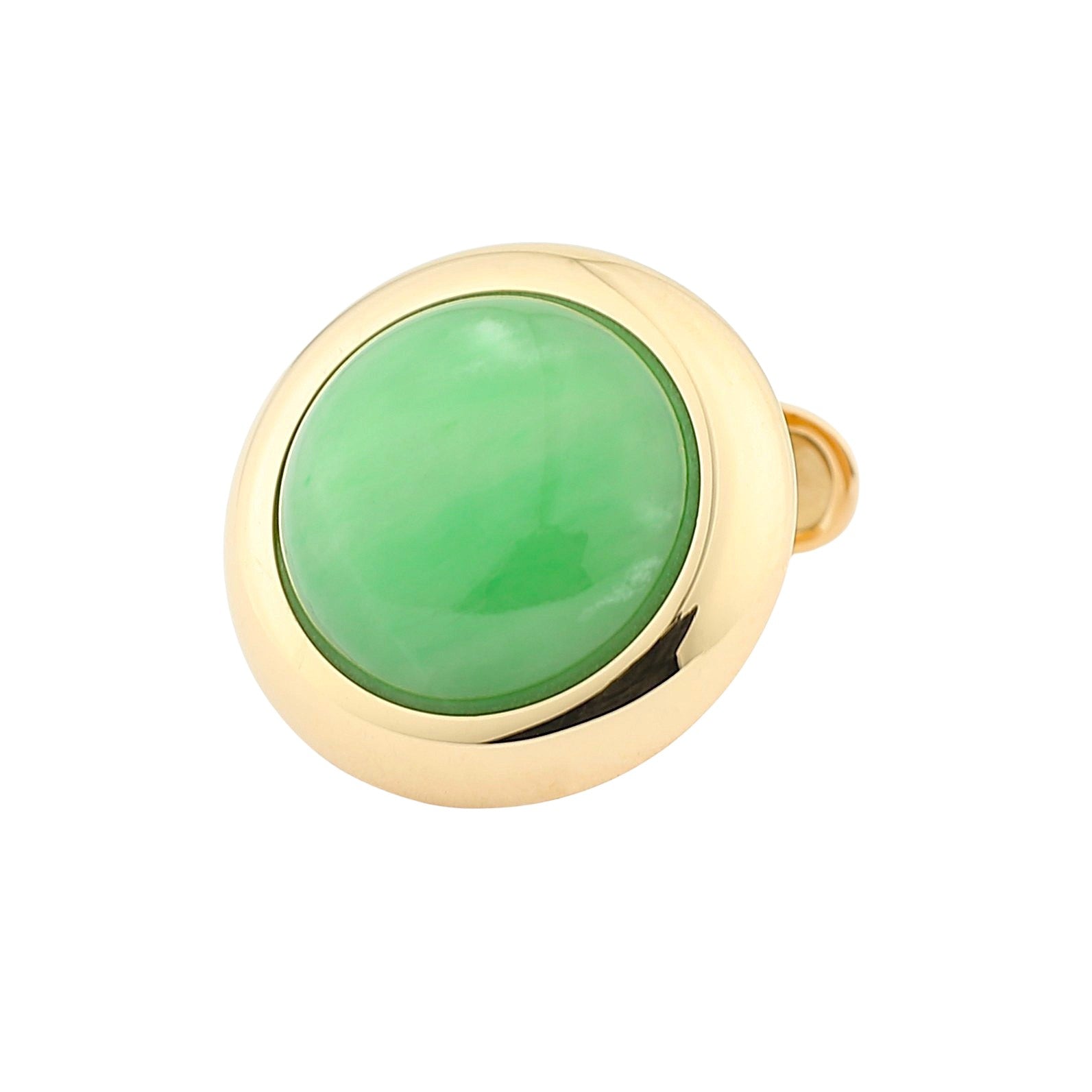 circular jade cabochon 18ct yellow gold cufflinks - main