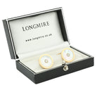 circle of mother of pearl with centre diamond 18ct rose gold cufflinks - boxed