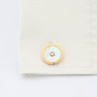 circle of mother of pearl with centre diamond 18ct rose gold cufflinks - cuff