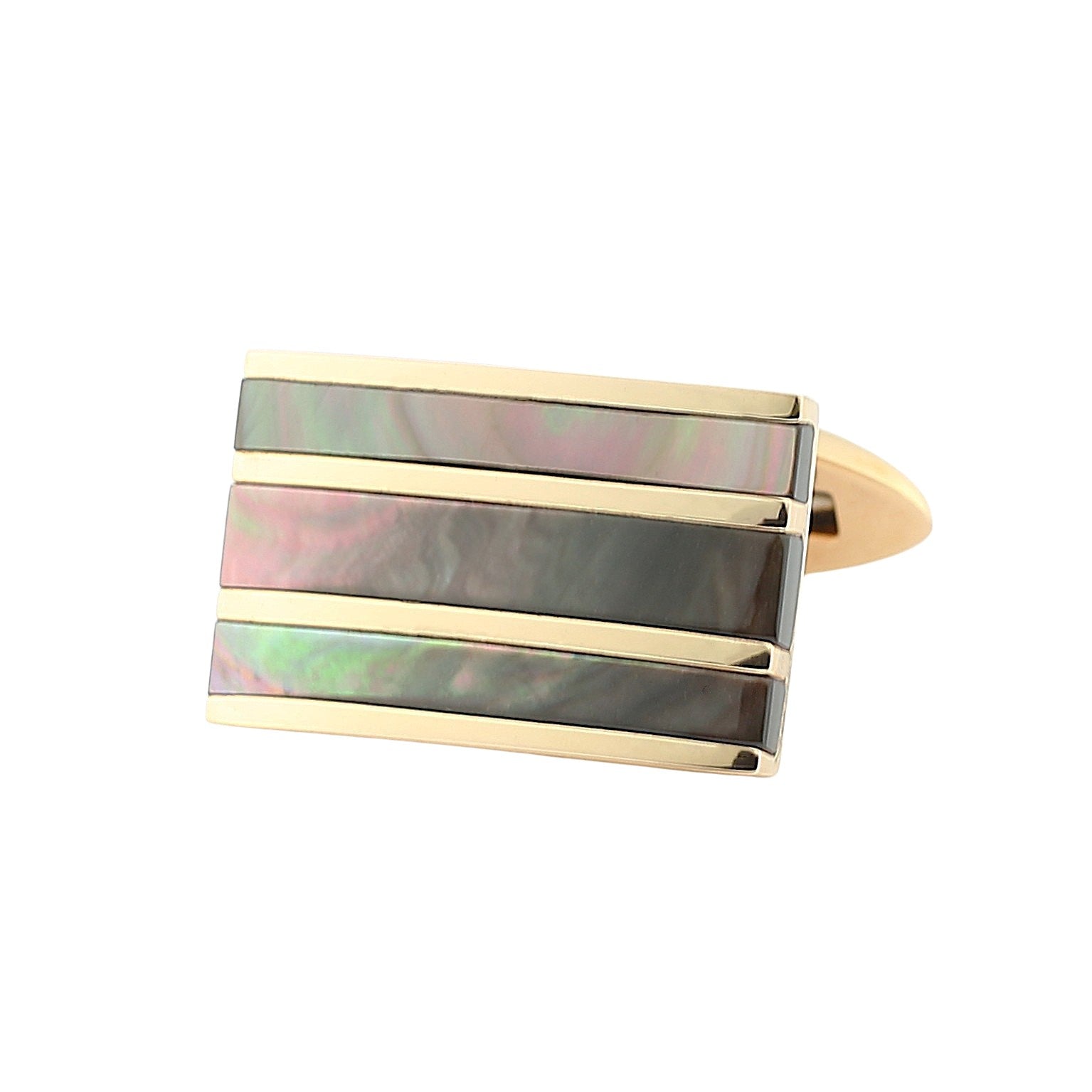 curved oblong mother of pearl 18ct rose gold cufflinks - main
