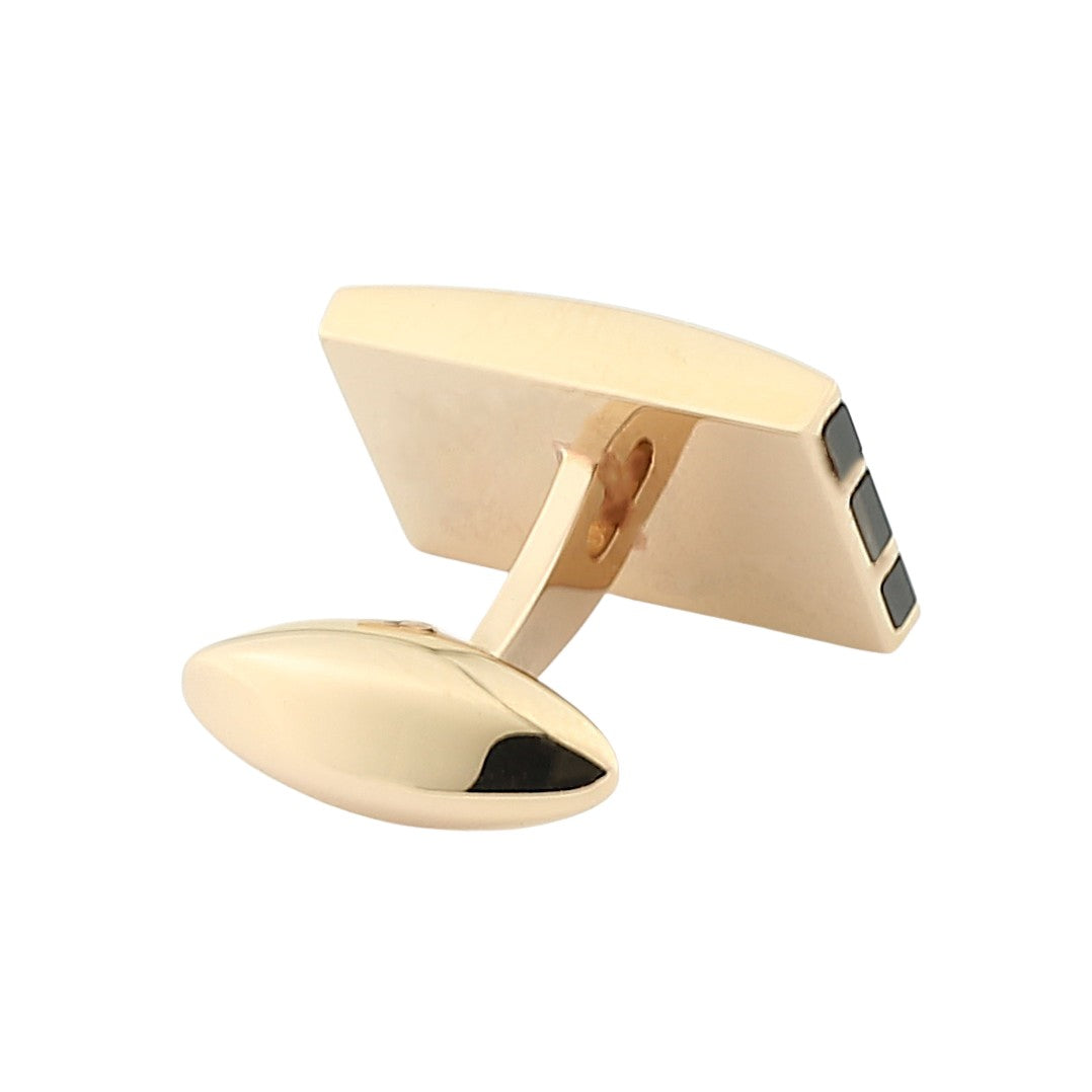 curved oblong mother of pearl 18ct rose gold cufflinks - rear