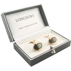 TAHITIAN MOTHER OF PEARL AND ONYX CUFFLINKS 18ct ROSE GOLD CUFFLINKS - boxed