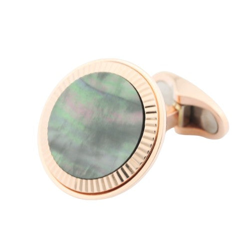 TAHITIAN MOTHER OF PEARL FLUTED 18ct ROSE GOLD CUFFLINKS
