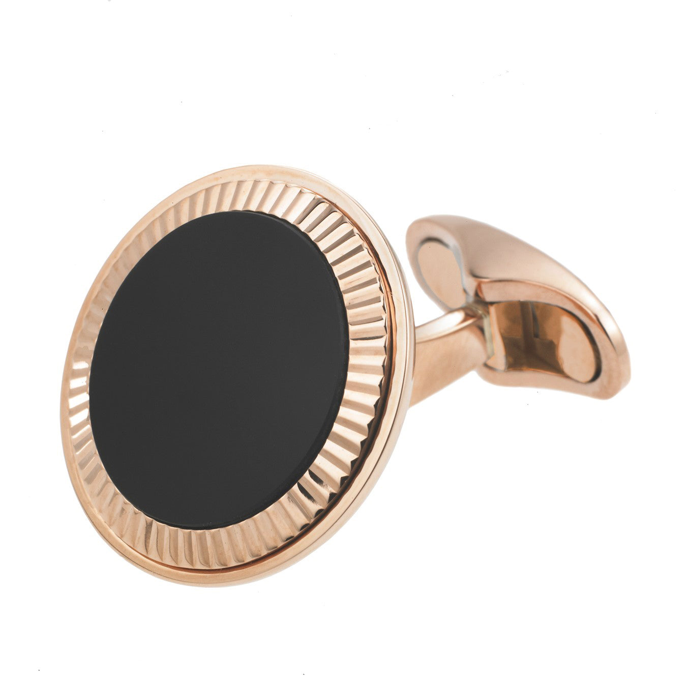 Onyx fluted cufflinks in 18k rose gold