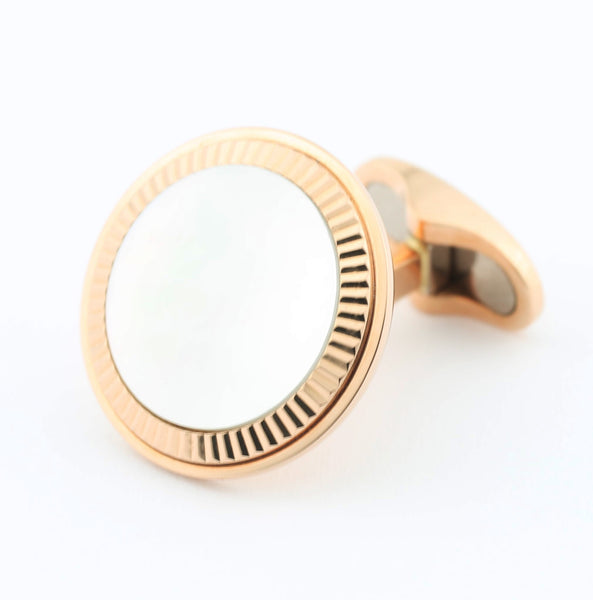 MOTHER OF PEARL FLUTED 18ct ROSE GOLD CUFFLINKS