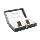 ONYX WEDGE 18ct ROSE GOLD CUFFLINKS - boxed