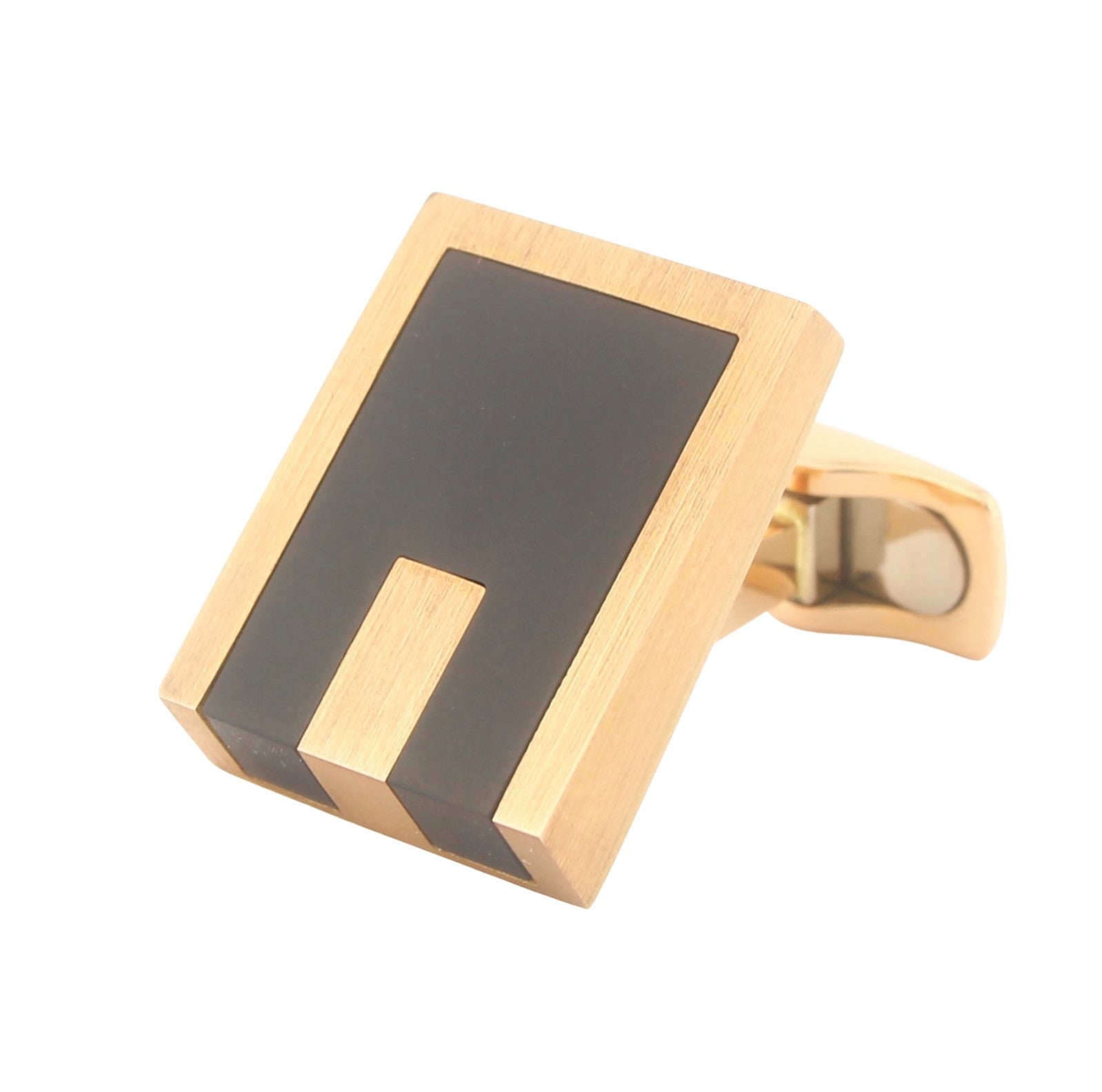 onyx wedge with inset 18ct rose gold cufflinks - main
