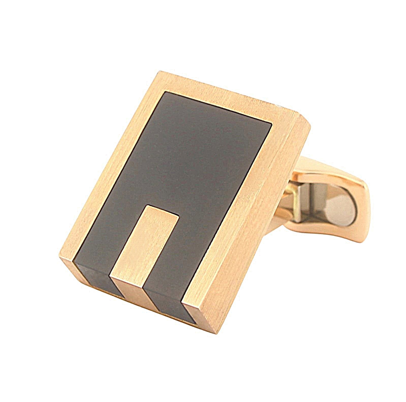 onyx wedge with inset 18ct rose gold cufflinks - main
