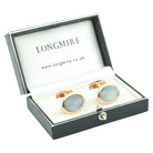 white moonstone onyx oval cabochons 18ct rose gold cufflinks - boxed