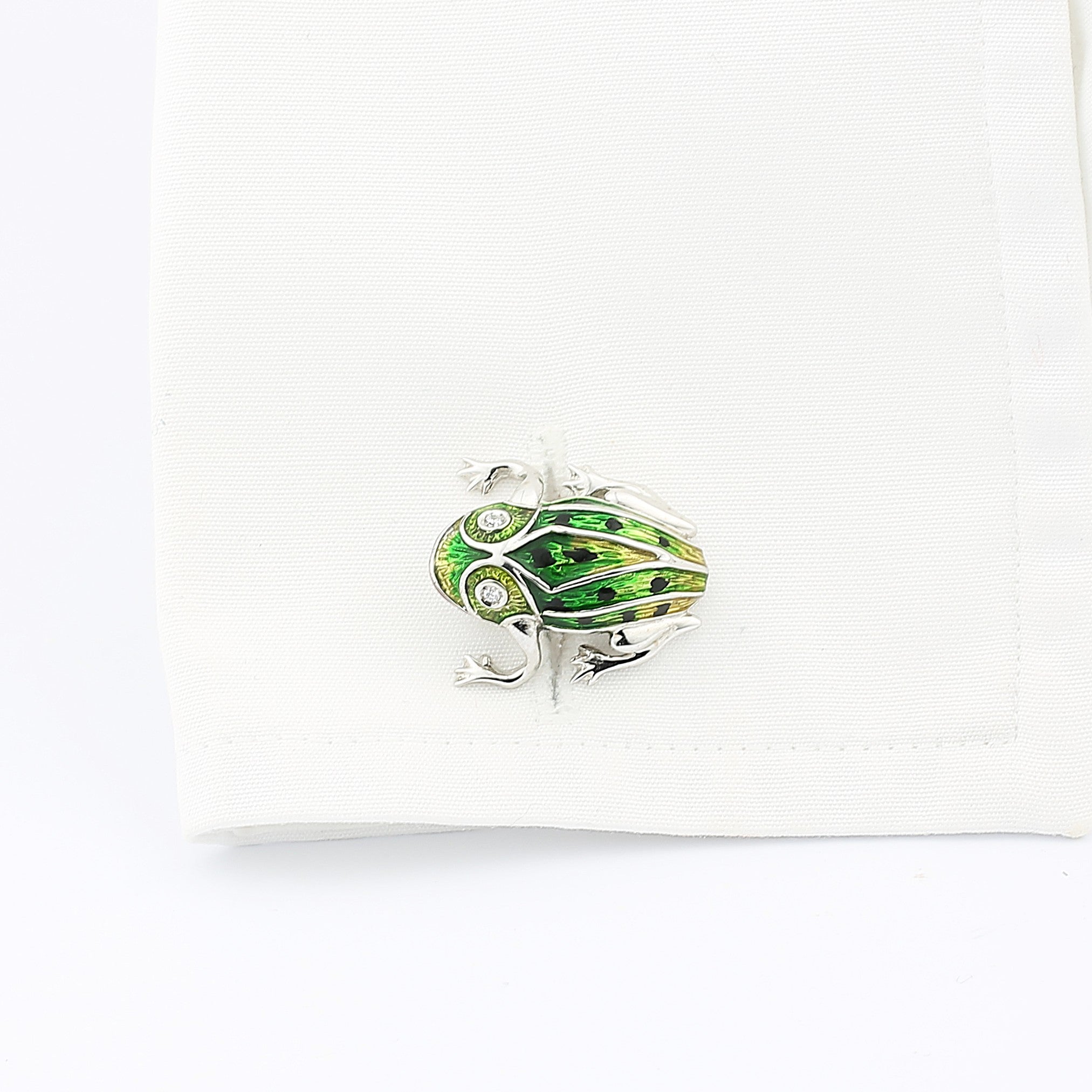 mottled frog 18ct white gold cufflinks - cuff