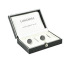 GRAPH BLACK ENAMEL 18ct WHITE GOLD CUFFLINKS - boxed
