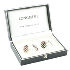 pinstripe red enamel 18ct white gold cufflinks - boxed
