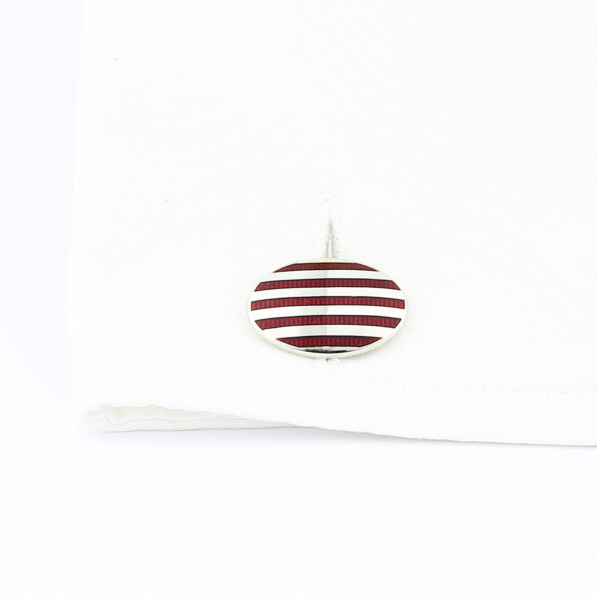pinstripe red enamel 18ct white gold cufflinks - cuff