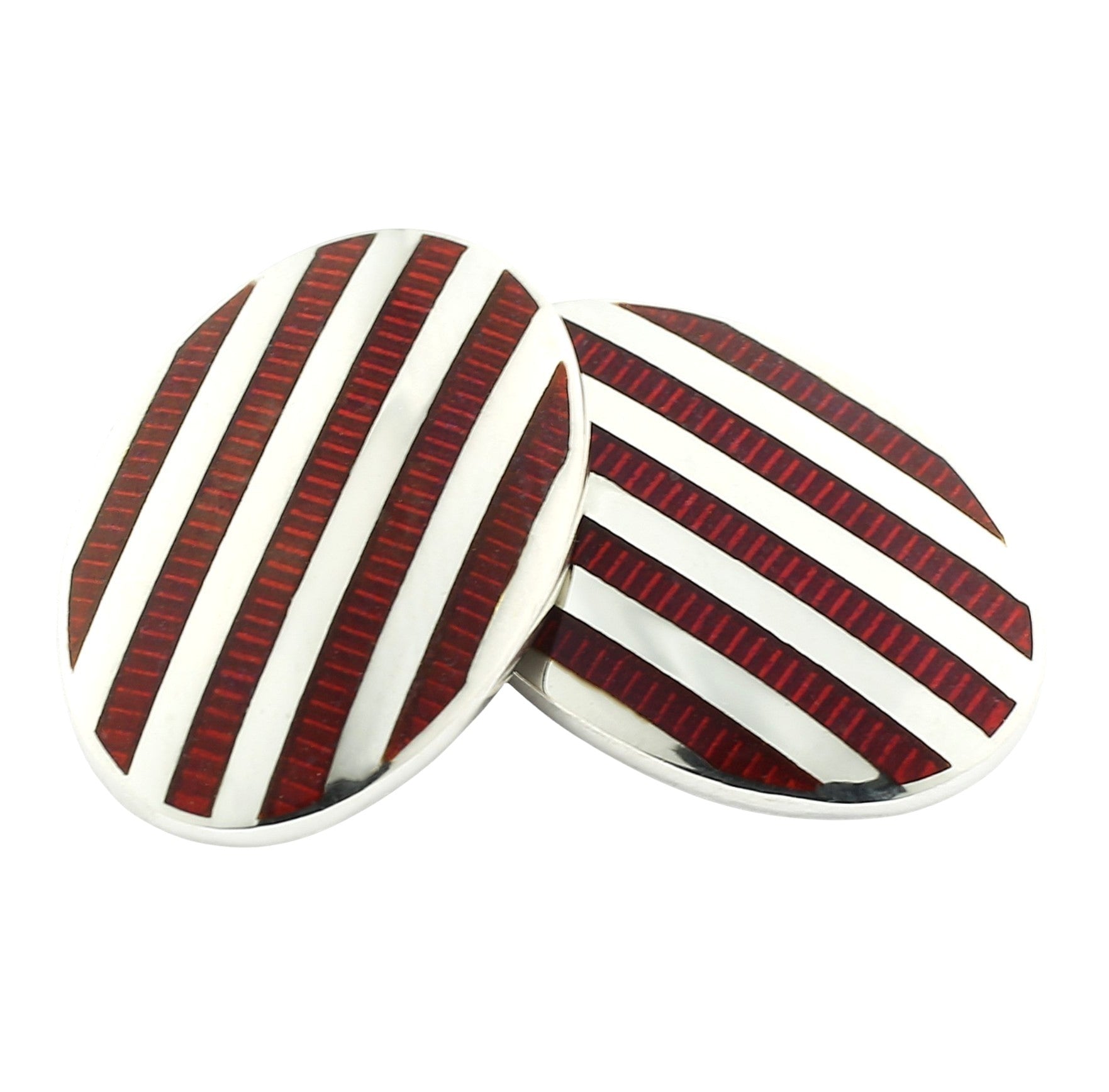 pinstripe red enamel 18ct white gold cufflinks - main