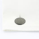 BASKET weave BLACK/graphite grey ENAMEL 18ct WHITE GOLD CUFFLINKS - cuff