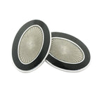 double oval black/transparent enamel dress set 18ct white gold - cufflinks