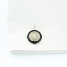 DOUBLE circle BLACK/TRANSPARENT ENAMEL 18ct WHITE GOLD CUFFLINKS - cuff