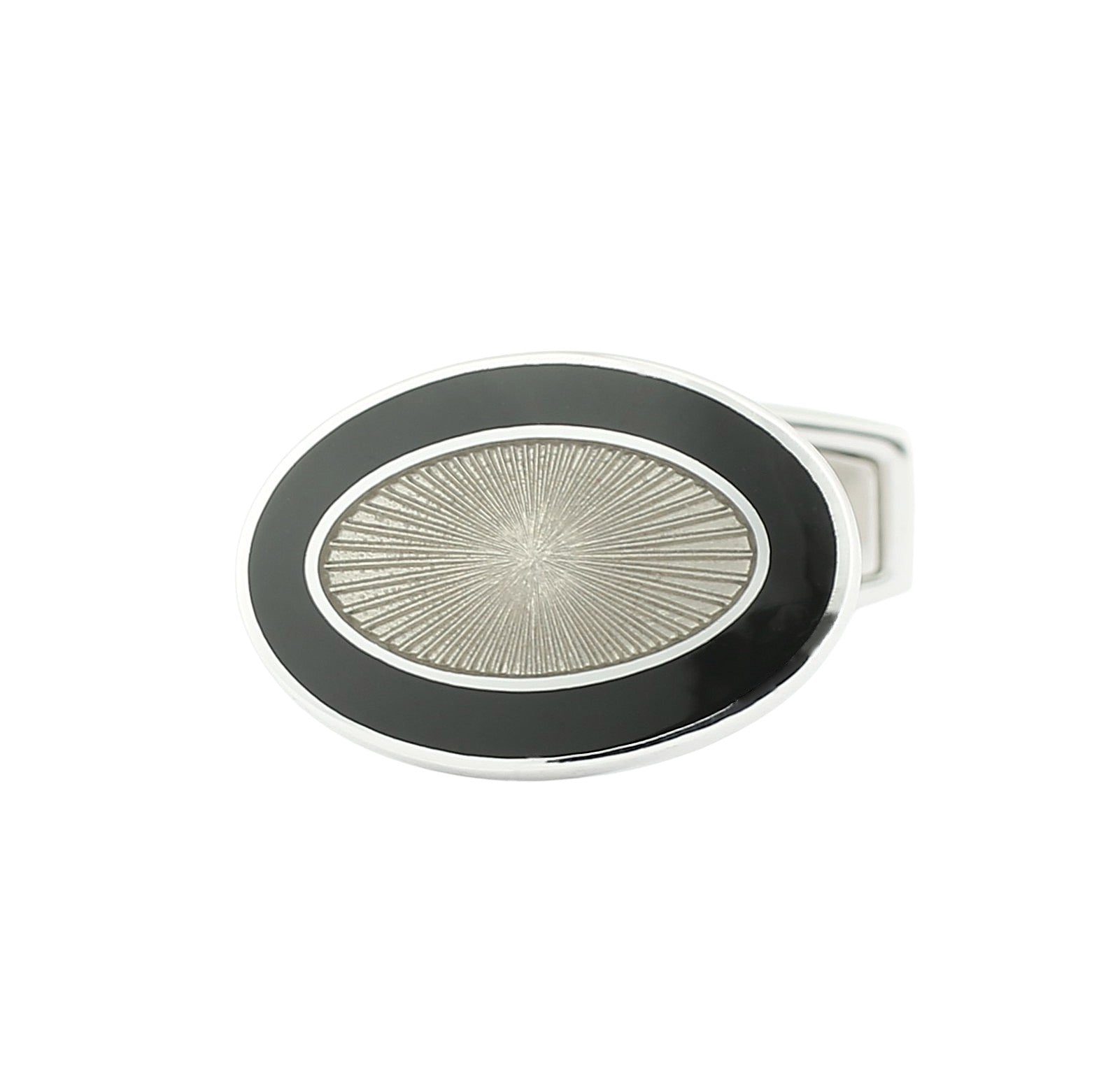 double oval black/transparent enamel t-bar 18ct white gold cufflinks - main
