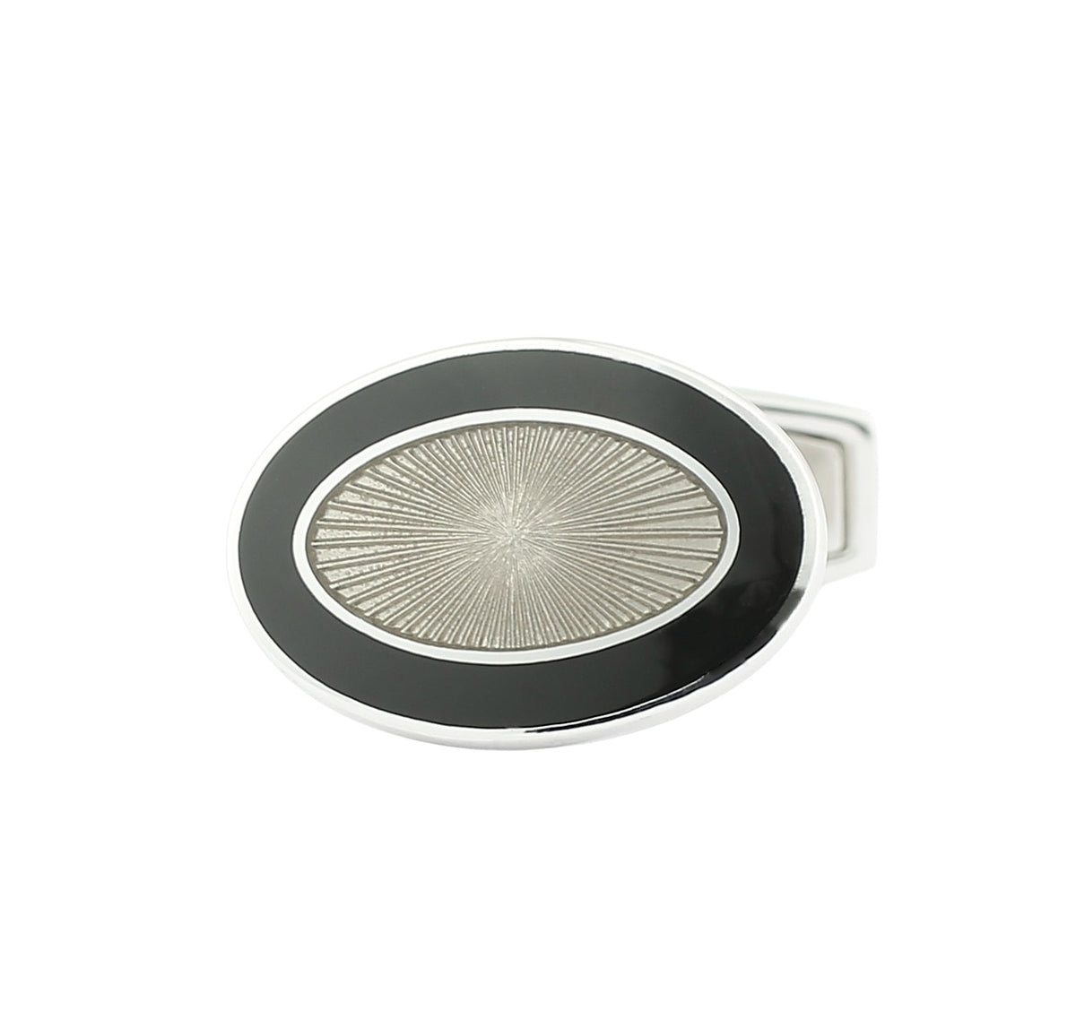 double oval black/transparent enamel t-bar 18ct white gold cufflinks - main
