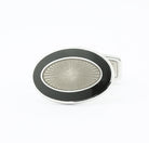 double oval black/transparent t-bar enamel dress set 18ct white gold - cufflink