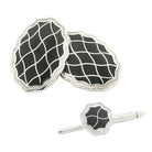wavy black enamel dress set 18ct white gold - main