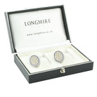 wavy blue/transparent enamel 18ct white gold cufflinks - boxed