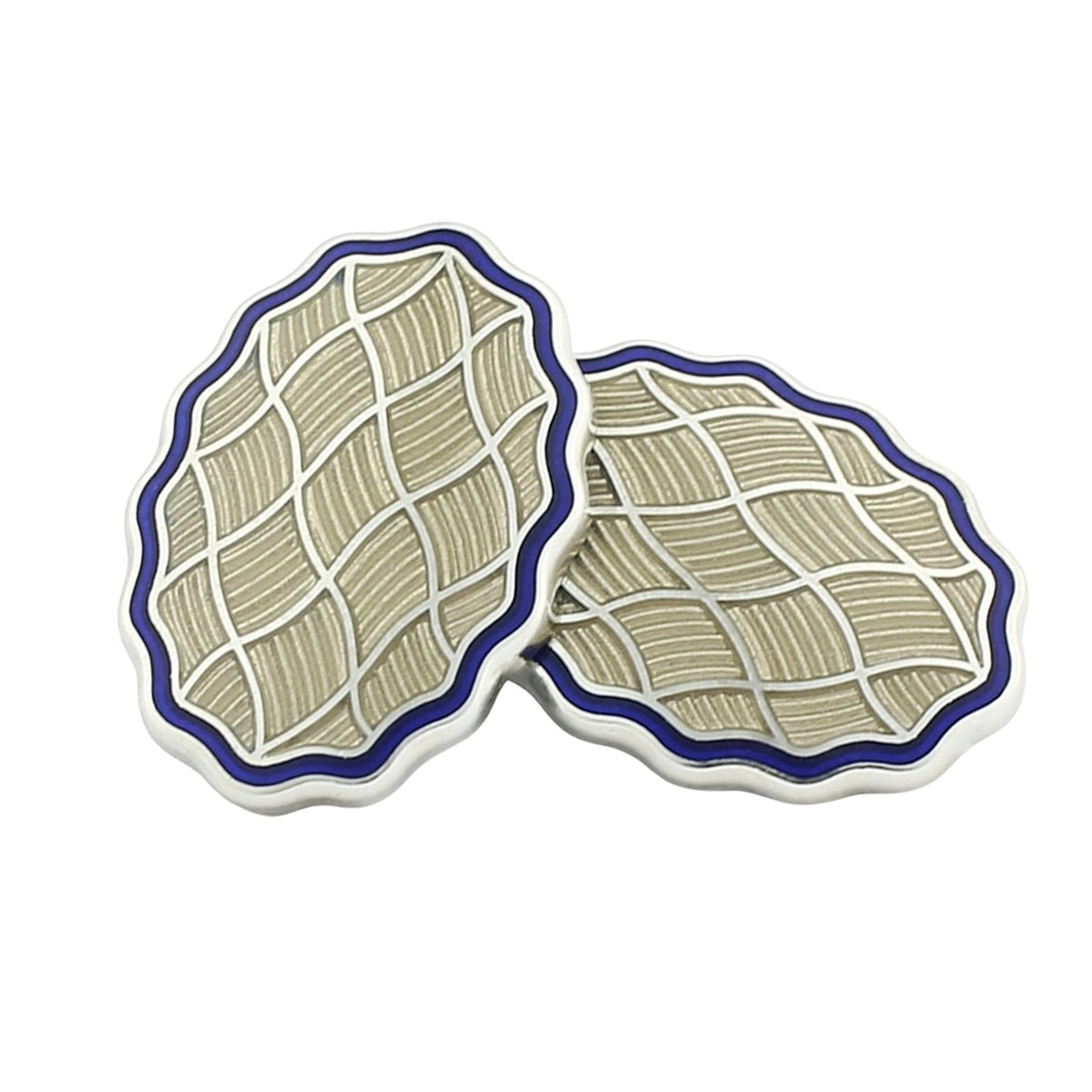 wavy blue/transparent enamel 18ct white gold cufflinks - main