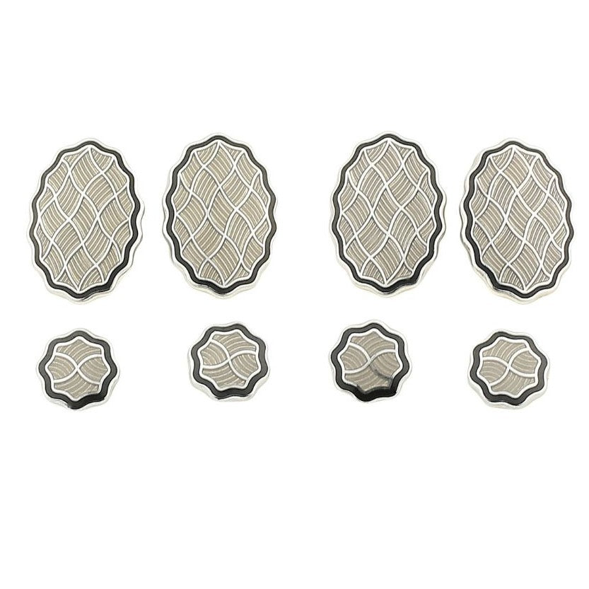 wavy black/transparent enamel dress set 18ct white gold