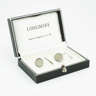 WAVY BLACK/TRANSPARENT GREY ENAMEL 18ct WHITE GOLD CUFFLINKS - boxed 