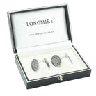 wavy black/grey enamel 18ct white gold cufflinks - boxed