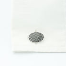 wavy black/grey enamel 18ct white gold cufflinks - cuff