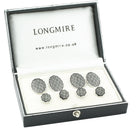 wavy black/grey enamel dress set 18ct white gold - boxed
