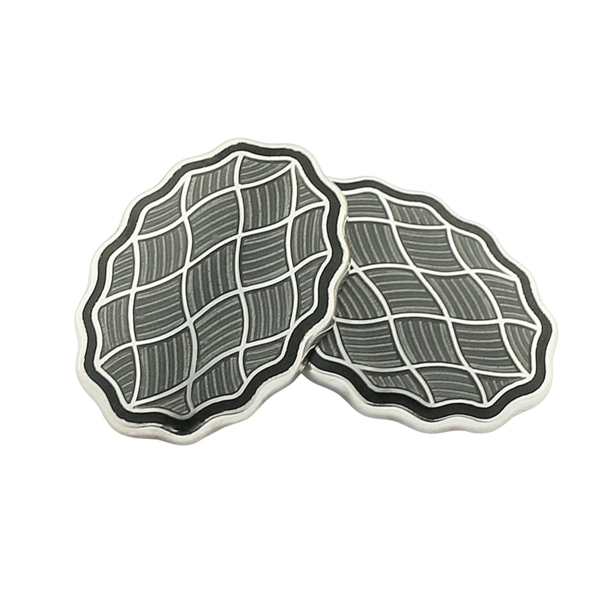 wavy black/grey enamel 18ct white gold cufflinks - cufflinks
