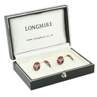 miniature ladybird/bug hand enamelled 18ct white gold cufflinks - boxed