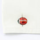 miniature ladybird/bug hand enamelled 18ct white gold cufflinks - cuff
