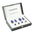 SPIRAL blue ENAMEL DRESS SET 18ct white gold - boxed