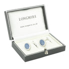 spiral pale blue 18ct white gold cufflinks - boxed