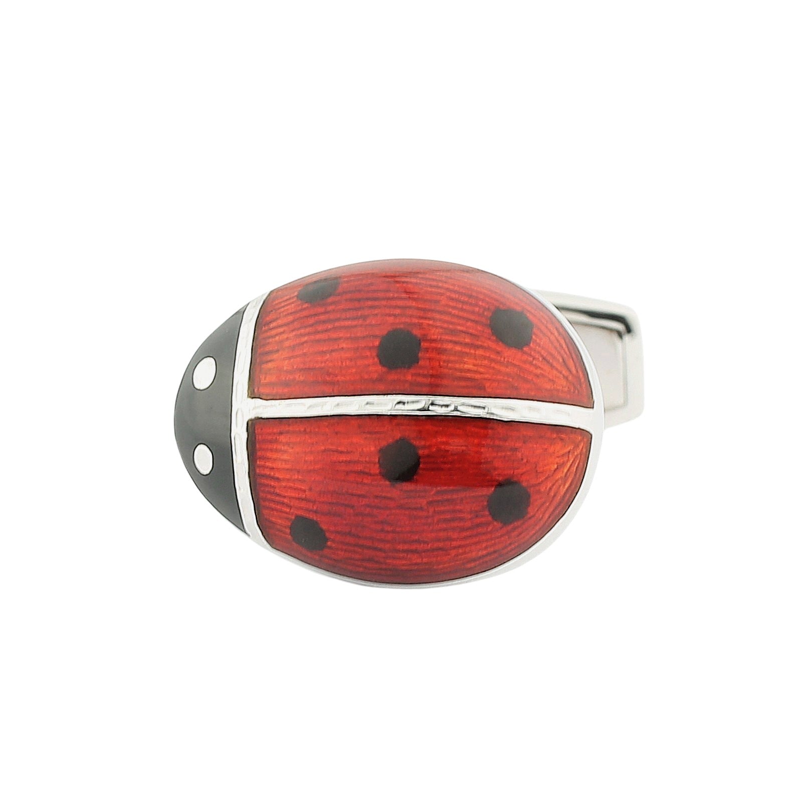 ladybird/bug hand enamelled t-bar 18ct white gold cufflinks - main