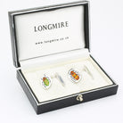 SCARAB hand enamelled 18ct white gold CUFFLINKS - box 