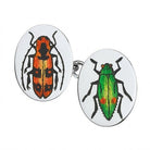 SCARAB hand enamelled 18ct white gold CUFFLINKS