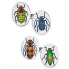 SCARAB hand enamelled 18ct white gold CUFFLINKS