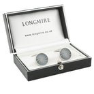 star swirl graphite grey enamel 18ct white gold cufflinks - boxed